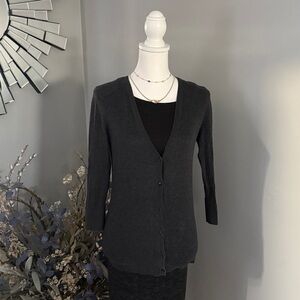 Black/Gray Women's V-Neck Cardigan